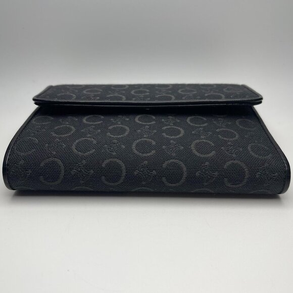 Celine Triomphe Printed Canvas & Leather Compact Wallet - Black - Preowned - Picture 8 of 13